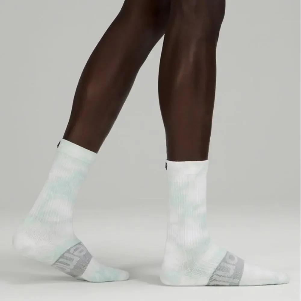 LULULEMON Blue White Grey Logo Tie Dye Cotton Yarn Crew Tall Tube Socks Unisex